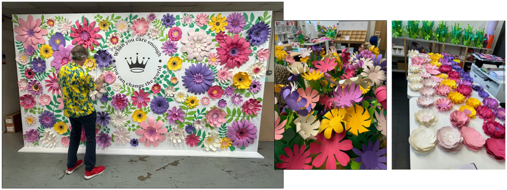 Above: James Cropper board was key to building the flower wall for the lunchroom