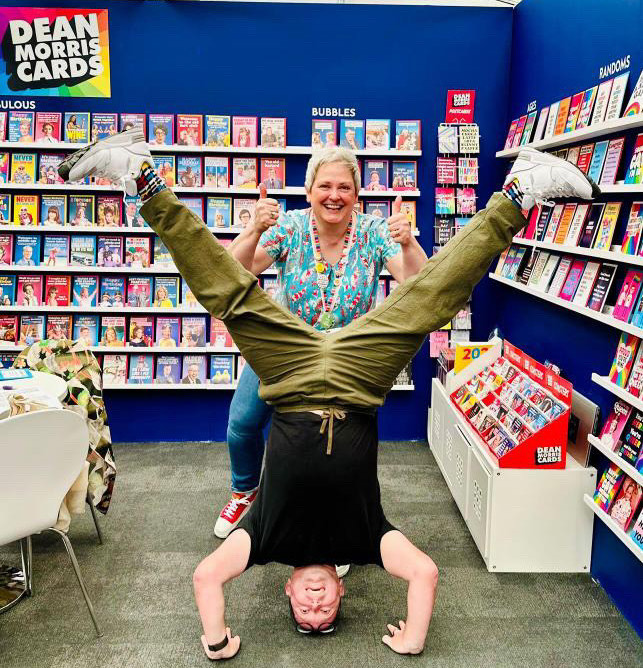 Above & top: Dean Morris loves a daft show selfie with Stationery Supplies’ Sarah Laker
