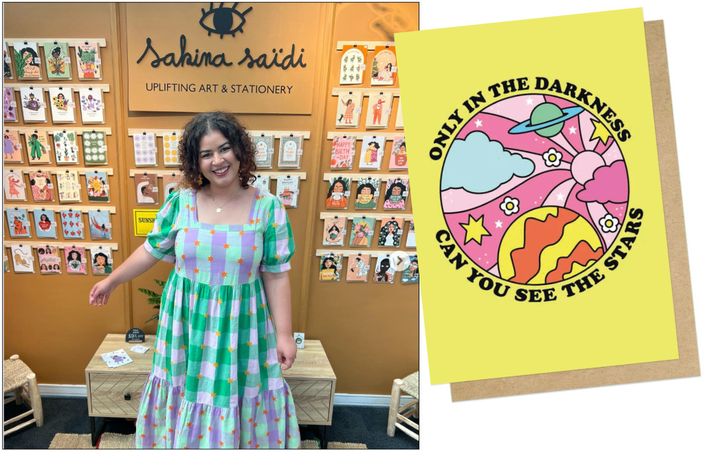 Above: Sakina Saidi’s designs caught the eye of the Oliver Bonas buying team, and (right) a striking design from East End Prints’ The Violet Eclectic range