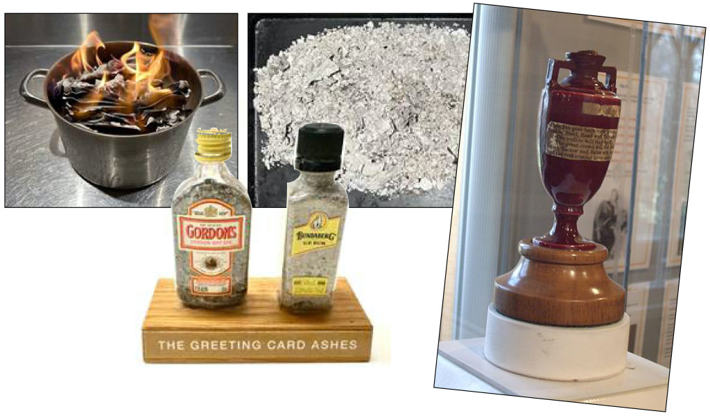 Above: How to make your own Ashes trophy – and the original which lives at Lord’s