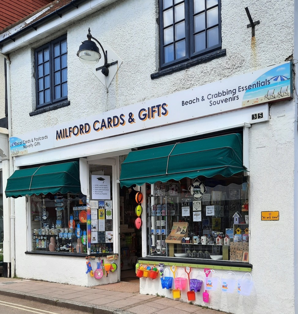 Above & top: Seaside activities are important at Milford Cards & Gifts