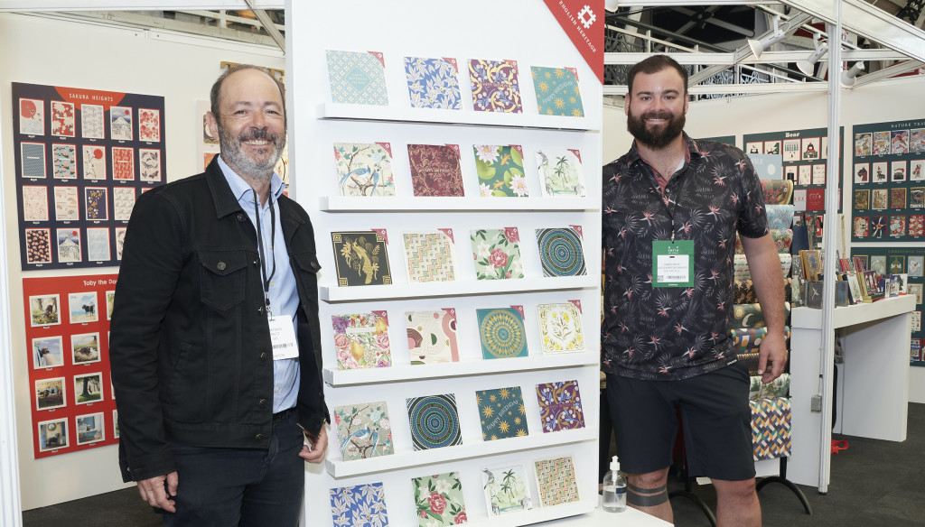 Above: James Mace (right) with Adam Bass, md of Golden Goose licensing agency on The Art File stand at the recent PG Live show which saw the launch its English Heritage range