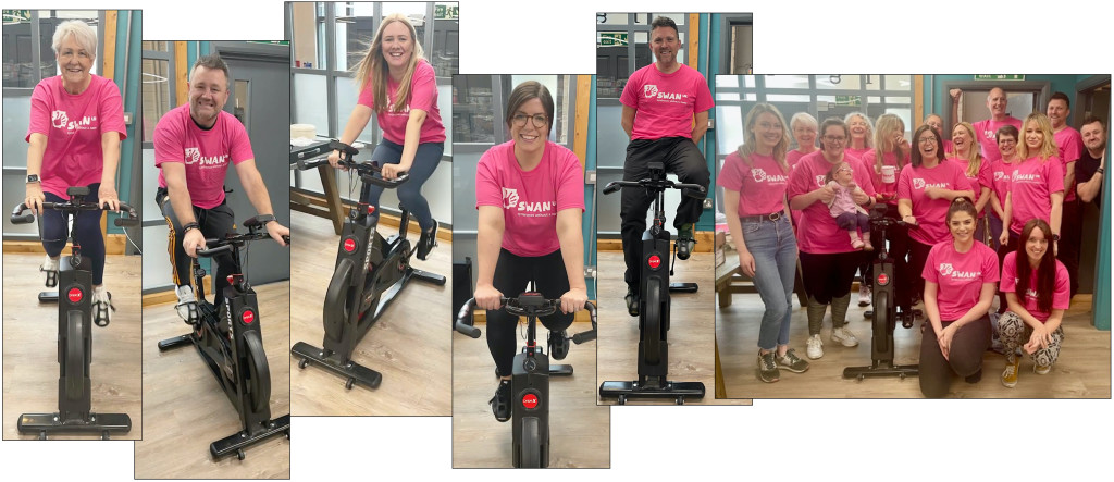 Above & top: Pedal power in the studio kicked off Pigment’s fundraising for Swan UK