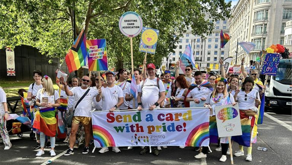 Above: Instigated by the GCA, 50 members of the greeting card industry participated in Pride In London