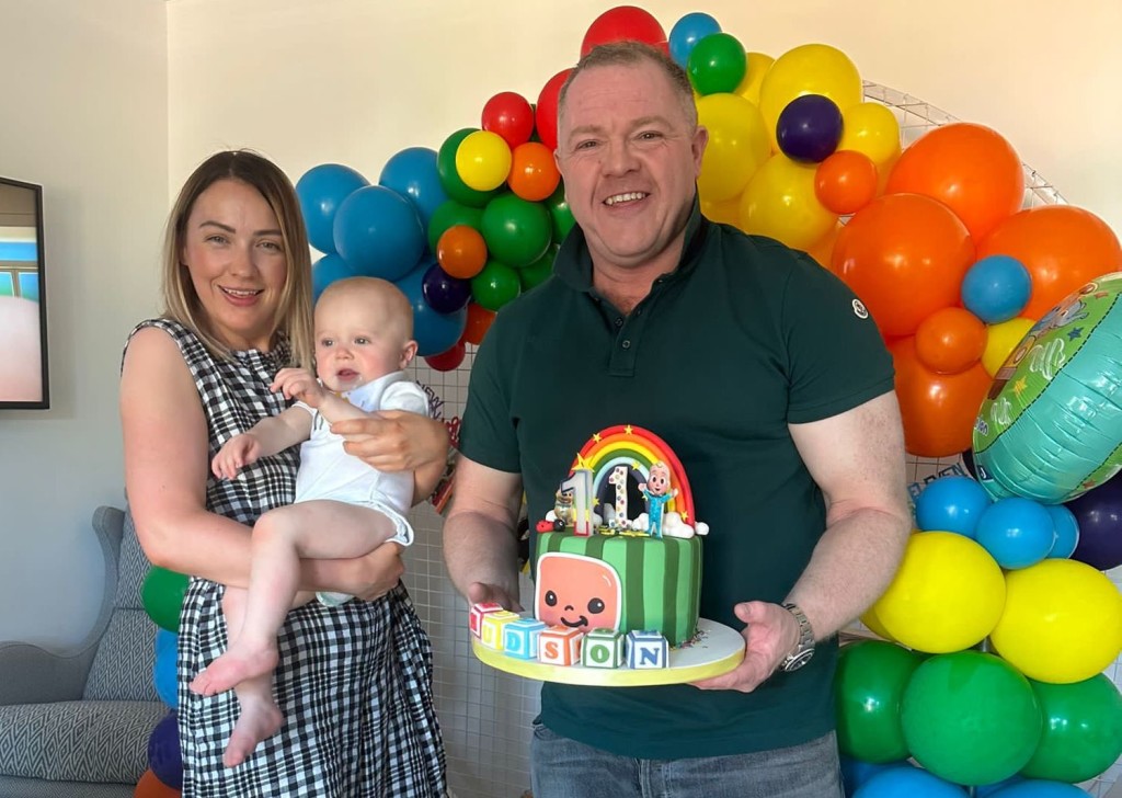 Above: David Robertson and wife Nicola with their son Hudson on his first birthday