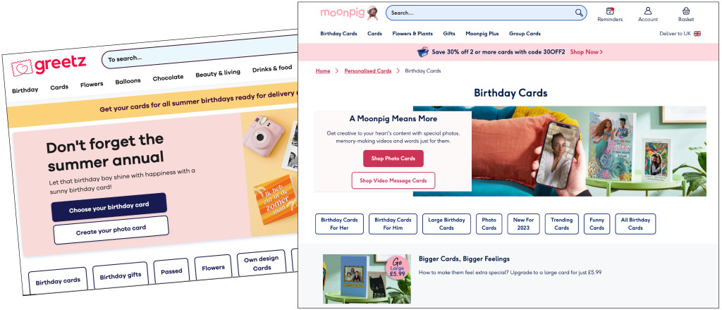 Above: Customer acquisition continues across Moonpig and Greetz