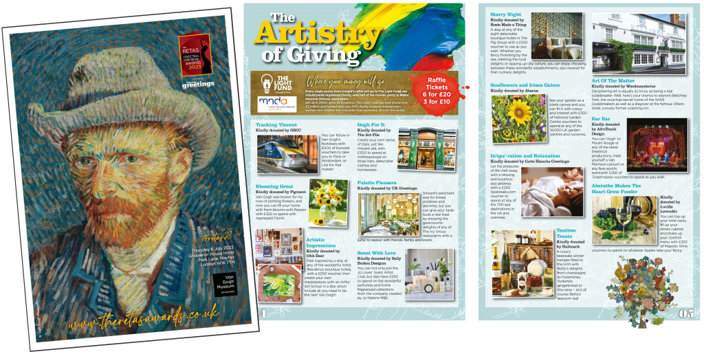 Above: The Retas brochure highlights the Van Gogh theme and raffle prizes