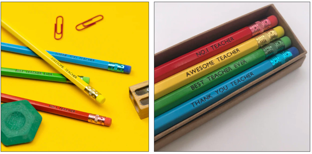 Above: Sarah’s bestselling treat in June was the teacher pencil set