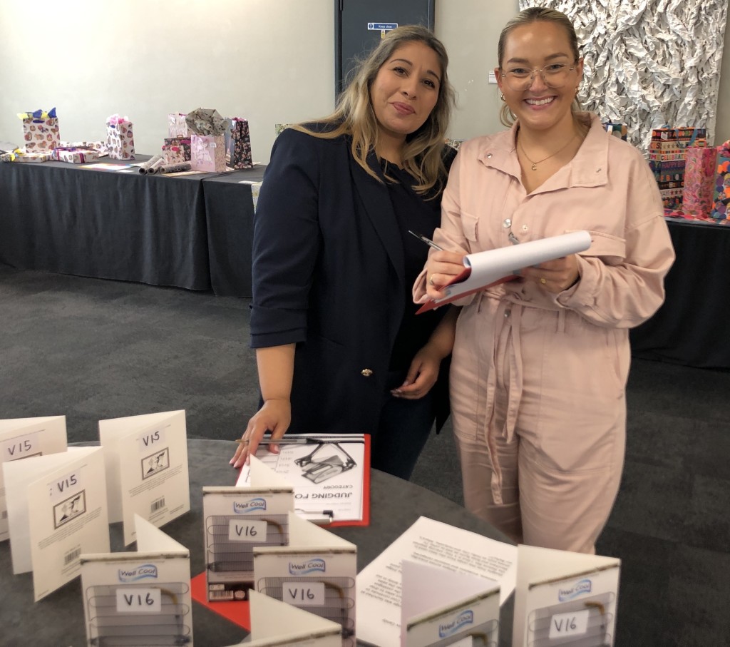 Above: Card Factory’s Vicky Joshi (left) and Charlotte Green