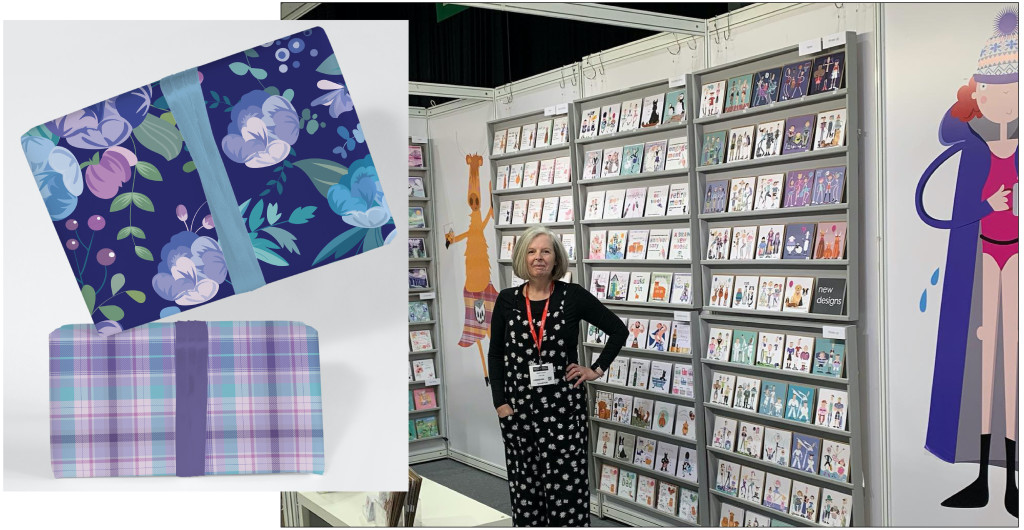 Above: Pink Pig’s Mabel Forsyth has 26 new summery giftwrap designs covering contemporary florals, on trend checks and fun characters sold as single sheets