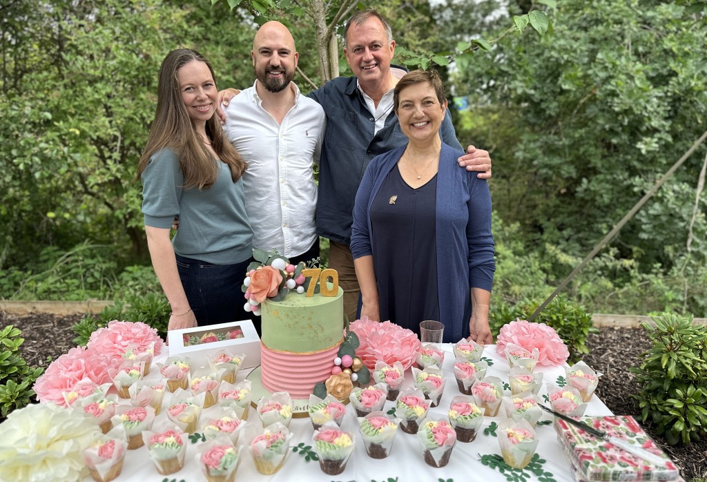 Above: Seth with wife Cassie, and Paul with wife Bella and the array of party treats