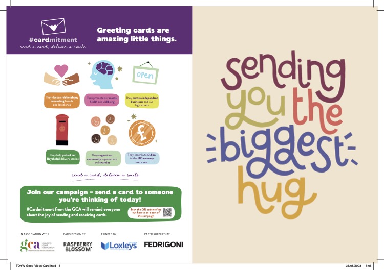 Above: The card that delegates will be invited to send on the day, designed by Raspberry Blossom’s Rebecca Green with Loxleys covering the cost of printing and postage