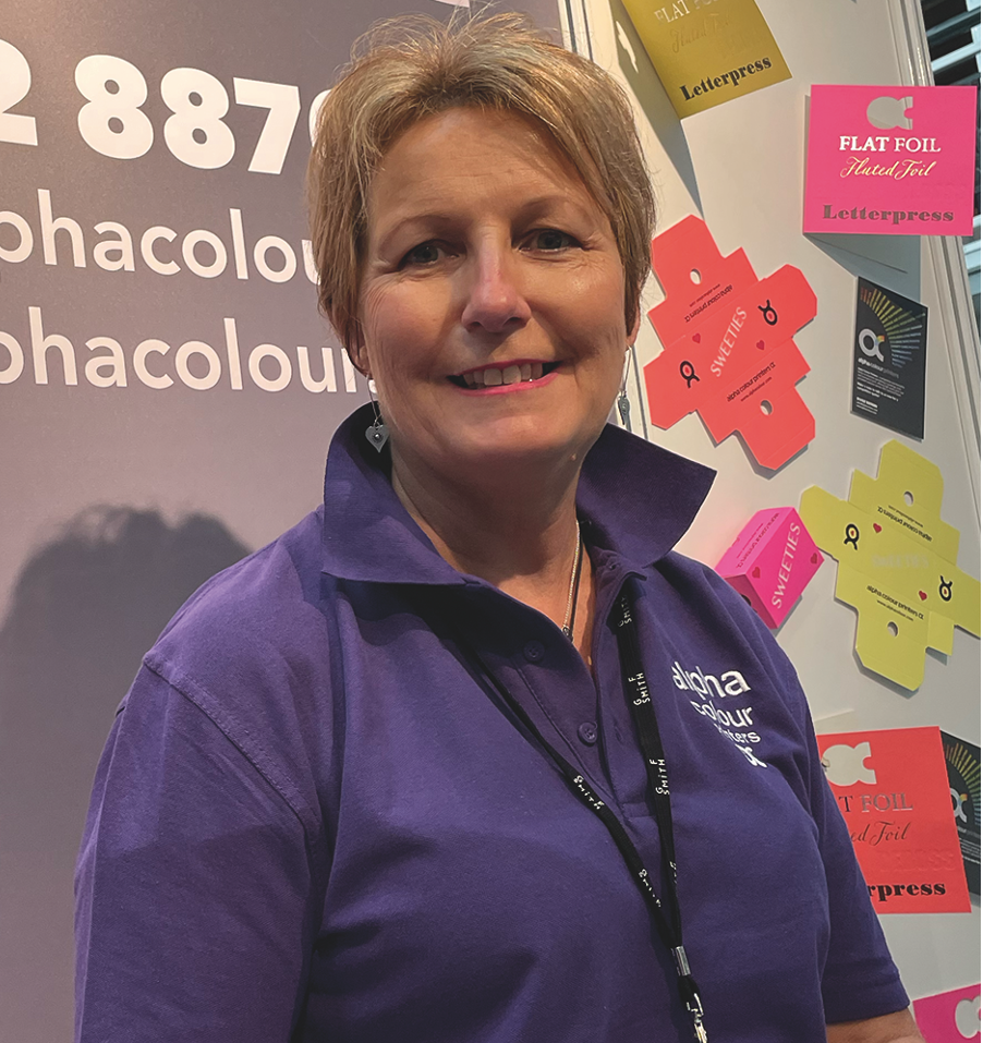 Above: Tracey Knox has 40 years’ service at Alpha Colour Printers