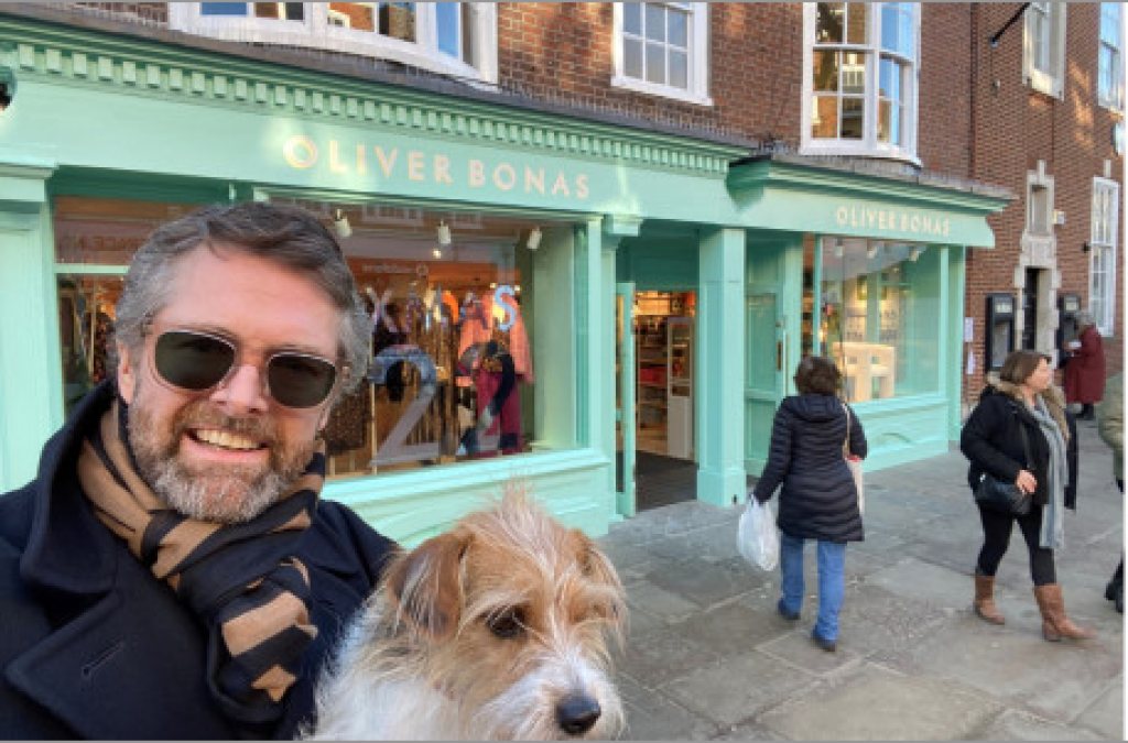 Above: Oliver Bonas md Olly Tress outside the recently-opened Chichester shop