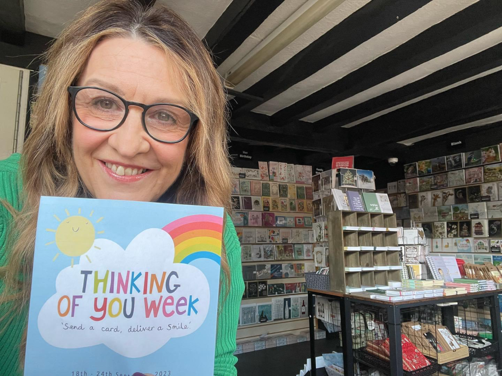 Above: Caroline Jones runs Abbey Foregate Post Office and she’s joining in the TOYW initiative by giving a free gift bag with every purchase of £5 or more spent on cards