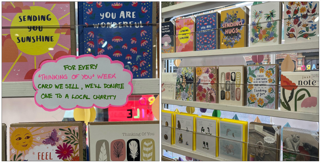 Above: Earlybird Designs is determined to spread a smile by giving one card to a local charity for every design sold from its Thinking Of You Week section this week