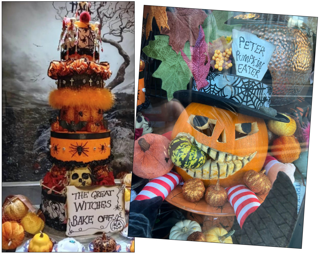 Above: Karen Evitts’ splendid showstopper for Maddison, and this year’s pumpkin parade entry