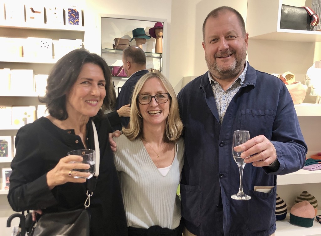 Above: Caroline (left) and Angus Gardner at Wednesday's party with agent Fiona Lynchehan who has been involved with the company since it started