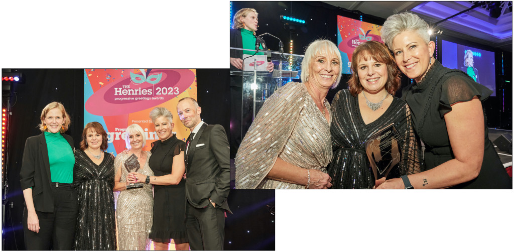 Above: Emotional Rescue’s Jennie Rutter (second right) with Paper Salad co-owners Karen Wilson and Claire Williams, collecting the award from Adam Dury, chief commercial officer of category sponsor Cardfactory