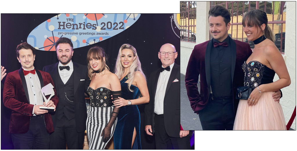 Above: Pennie Bryant with partner and Tache co-owner Frank Nicholls winning a Henries Award last year, and on the red carpet to pick up a Louie from the US GCA just a few months earlier 