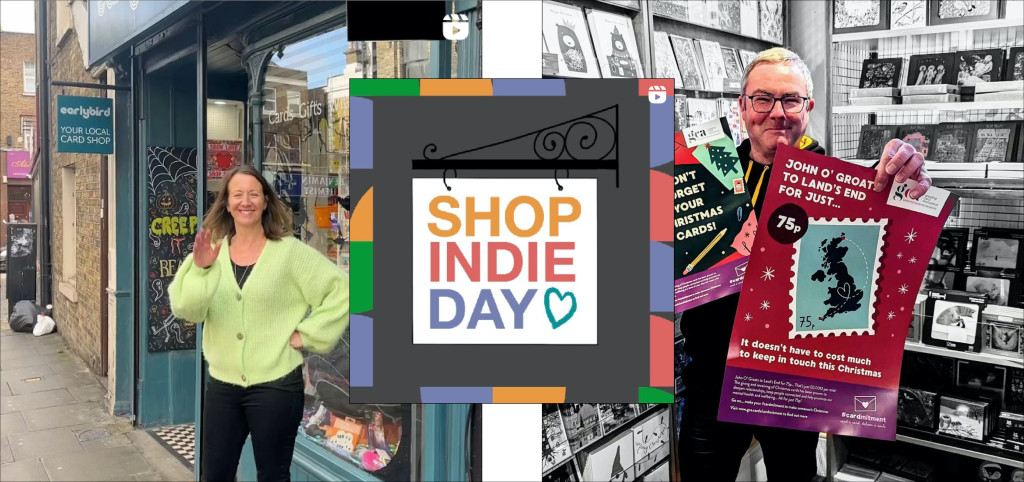 Above & top: Instagram is full with posts from cardies about Shop Indie Day, including Paper Tiger’s Michael Apter and Earlybird Designs’ Heidi Early