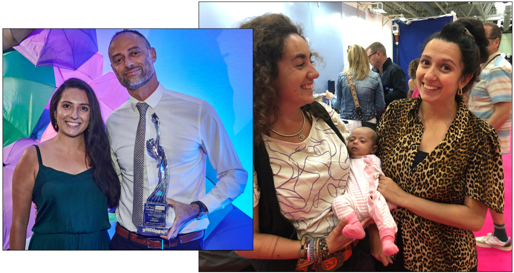 Above: Dom and Priya Aurora-Crowe in happier times as Retas winners last year, and Priya with their baby daughter Celine at Autumn Fair last month
