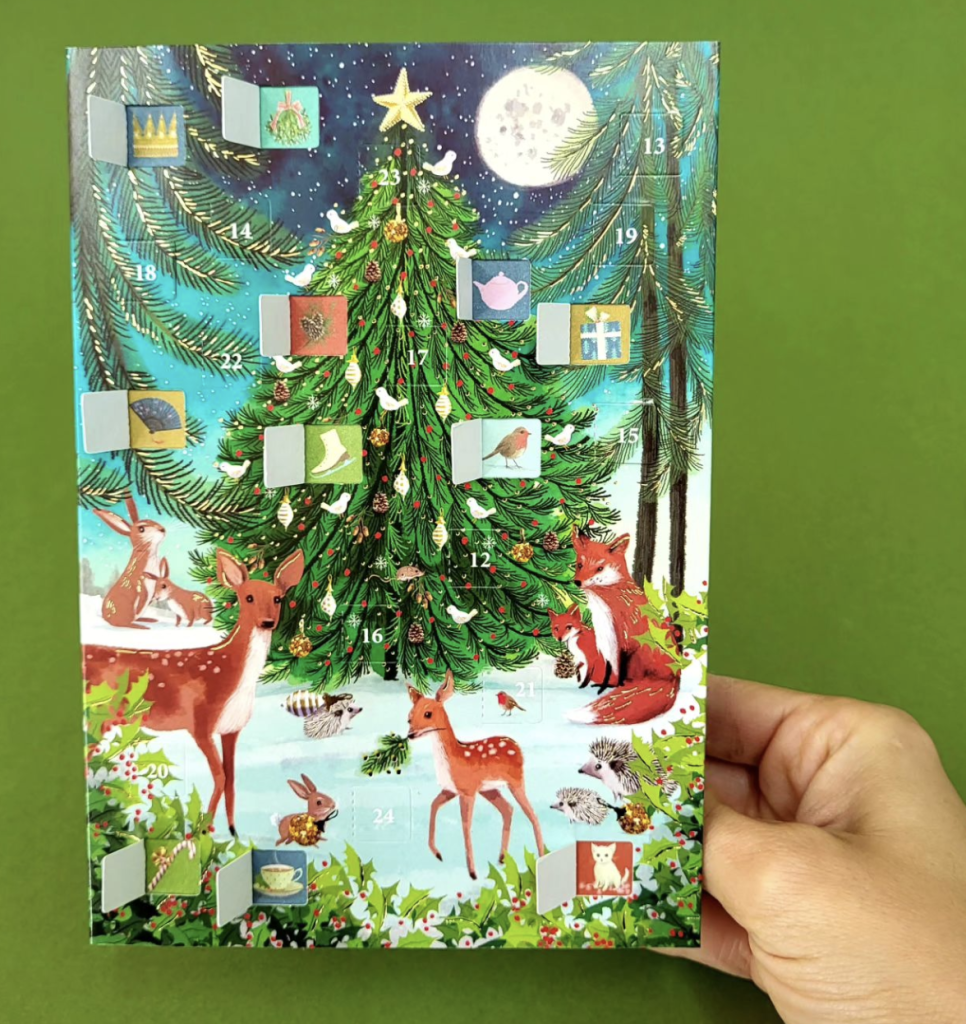 Above: Roger La Borde’s traditional advent calendar cards are great sellers