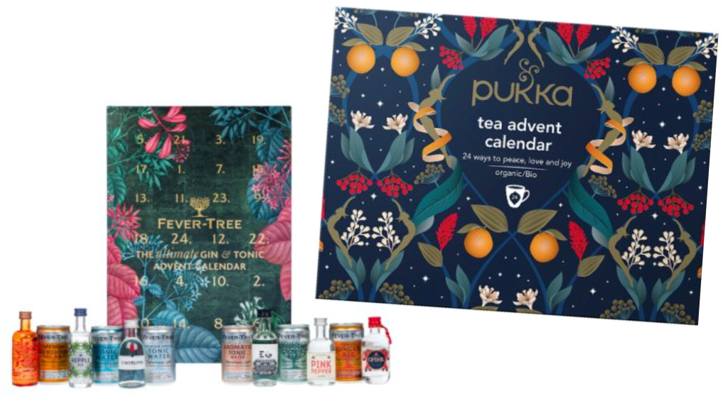 Above: Gin and tea are just a few of Waitrose’s advent products 