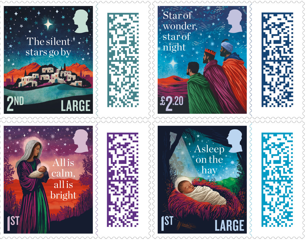 Above & top: There are five festive stamps altogether