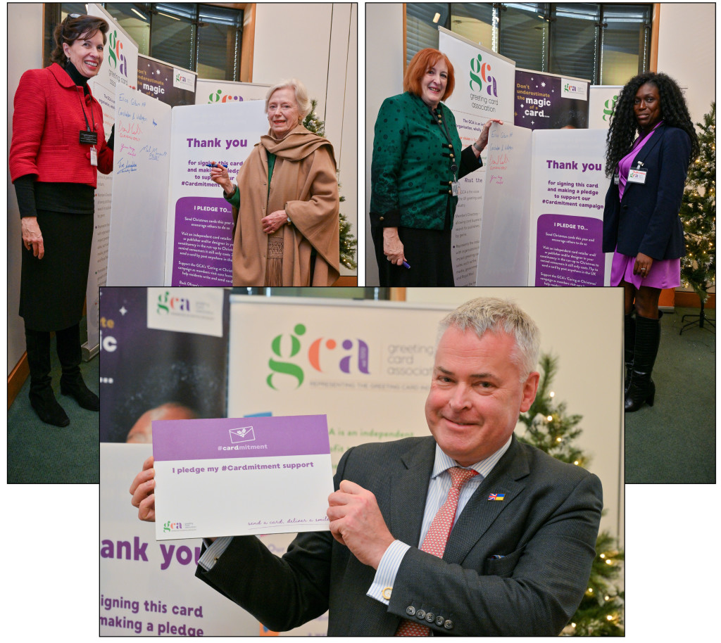 Above: Amanda Fergusson and Baroness Gloria Hooper (left), Yvonne Fovargue, mp for Makerfield, with Adriana Lovesy, and Tim Loughton, mp for East Worthing and Shoreham, with his #Cardmitment pledge