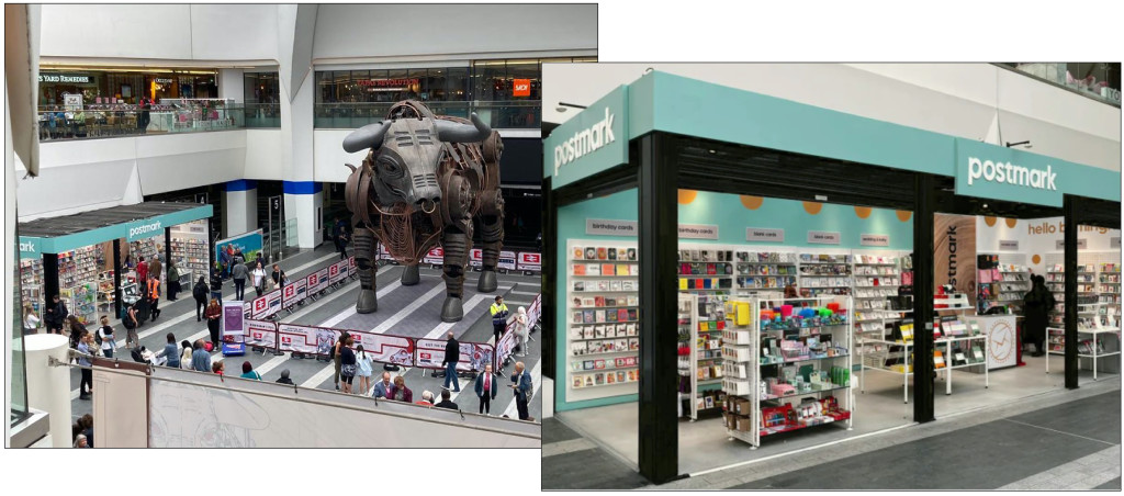 Above: It's the first Christmas for Postmark's store in Birmingham New Street Station – and you can’t miss it as it’s right by Ozzy the bull!