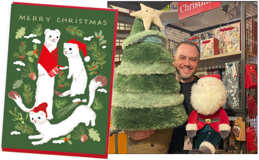Above: Noi Publishing’s white ferret design features among Paper Tiger’s Christmas card selection, and the stores were in full festive mode by the end of October