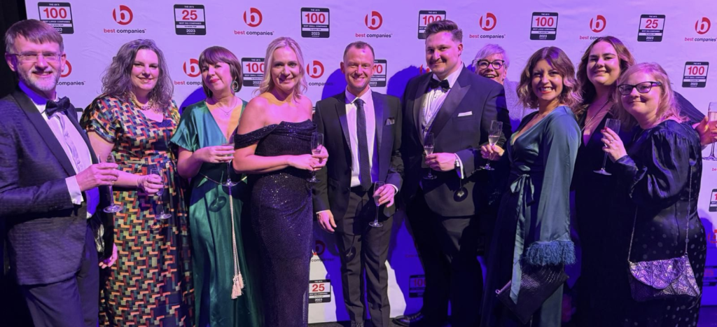 Above: Brian Waring (far left) at a recent event which announced Cardfactory was in the top 5 of Best Companies’ Best Big Companies to Work for List 2023