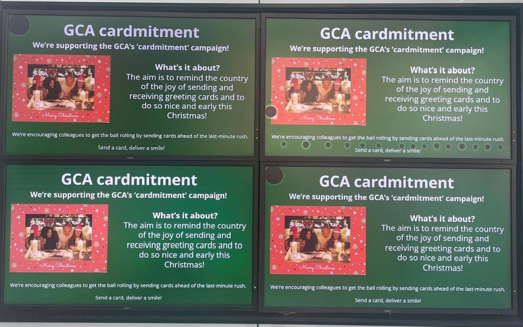 Above: The #Cardmitment message in Cardfactory’s foyer of its HQ
