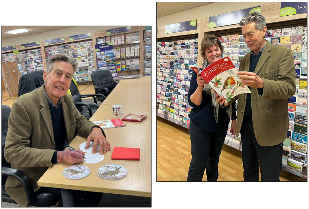 Above: Ben Bradshaw got down to some card writing when he met Kirsty Guy at Otter House 