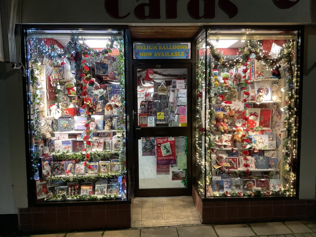 Above: Down in Honiton, Maggie at Just Cards has really made sure cards are the focus