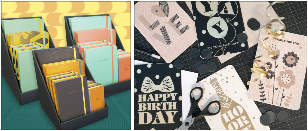 Above: In addition to the new vegan leather for high-end stationery and linen cards (pictured), TMS’ portfolio includes wooden cards, 3D lenticular cards, handmade cards, sound cards, and Christmas packs and boxes