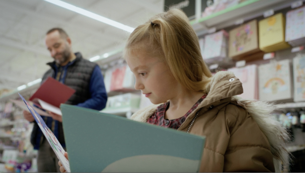 Above: A scene from the Asda mini video that promoted Christmas card sending
