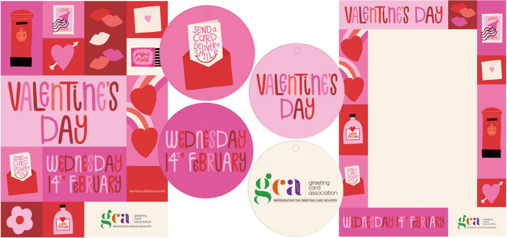 Above: The GCA’s Valentine’s Day download includes posters, frames, and round bunting that can be printed and cut out