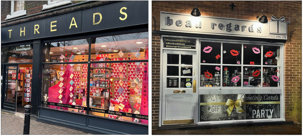 Above: There’s plenty of love at Threads in Harpenden and Wombourne’s Beau Regards