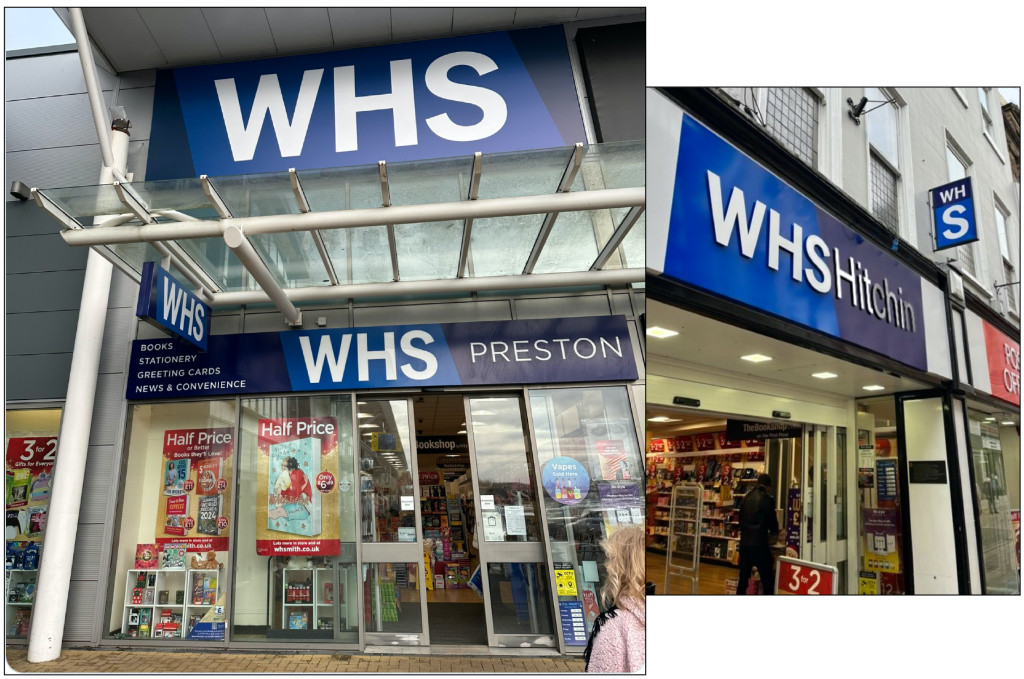 Above: Lewis Middleton’s photo of the trial WHS branding in Preston – and a mock-up from X user Happy Toast showing what it could look like in other towns!