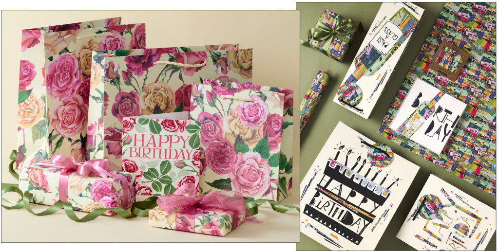 Above: Woodmansterne’s licensing partnership with Emma Bridgewater (left) has extended into gift packaging, and designs based on the publisher’s popular Mambo greetings range also feature