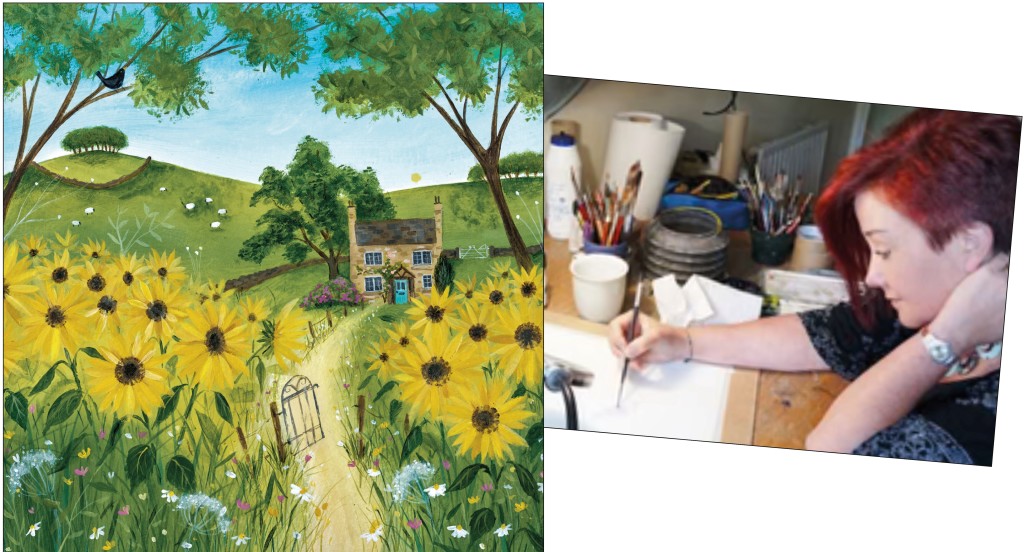 Above & top: Sunflower Cottage is one of five Julia Crossland cards on the list