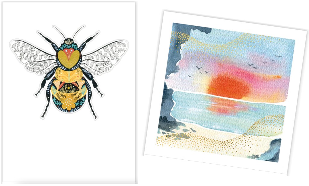 Above: Two of The Art File’s designs are through in the Blank card category
