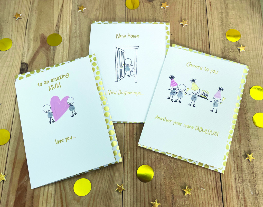 Above: Gold foil and a cute mucky mark have made the new range a top seller
