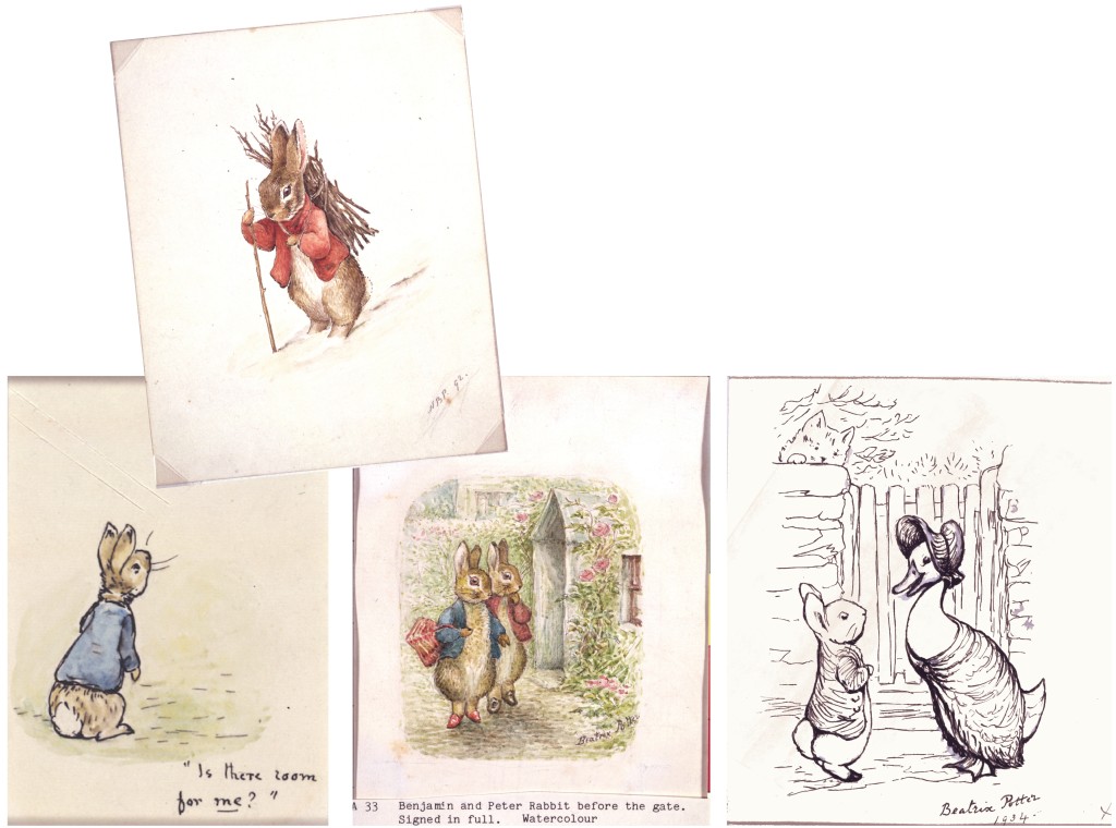 Above: Greeting cards like these originals were Beatrix Potter’s first licence in the late 1800s