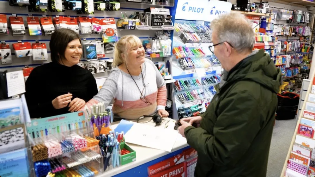 Above & top: Cards are the biggest sellers at Sandra’s Creative Cove store (Image: BBC Wales)