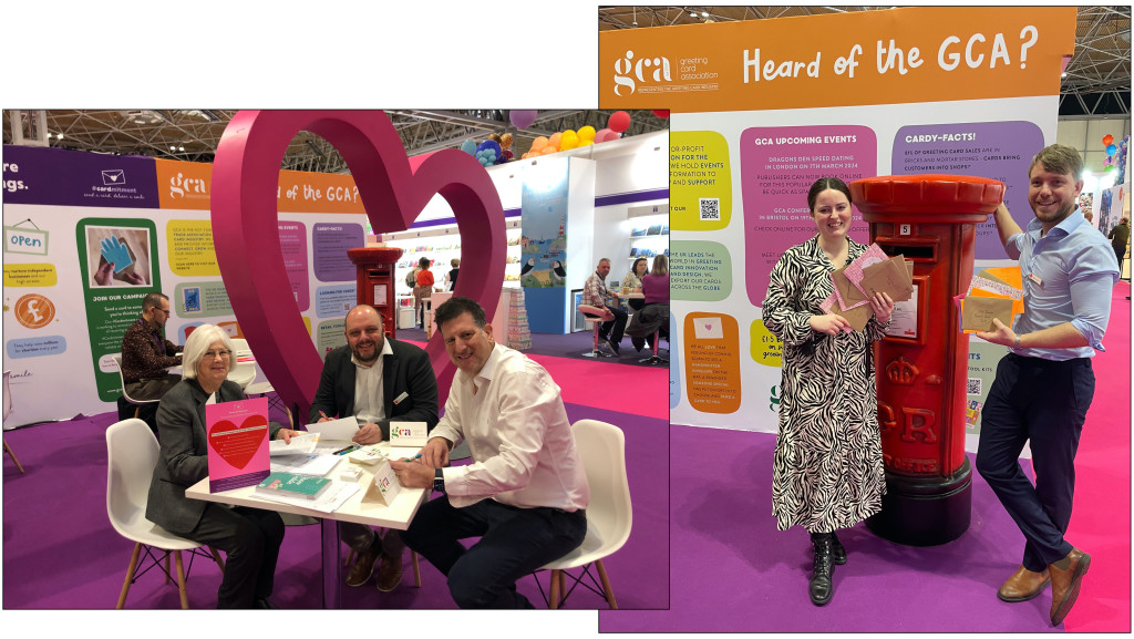 Above: Writing letters to mps is the serious side of the GCA’s stand while the fun element comes from Hyve Group delivering all the anonymous Valentine’s cards being sent!