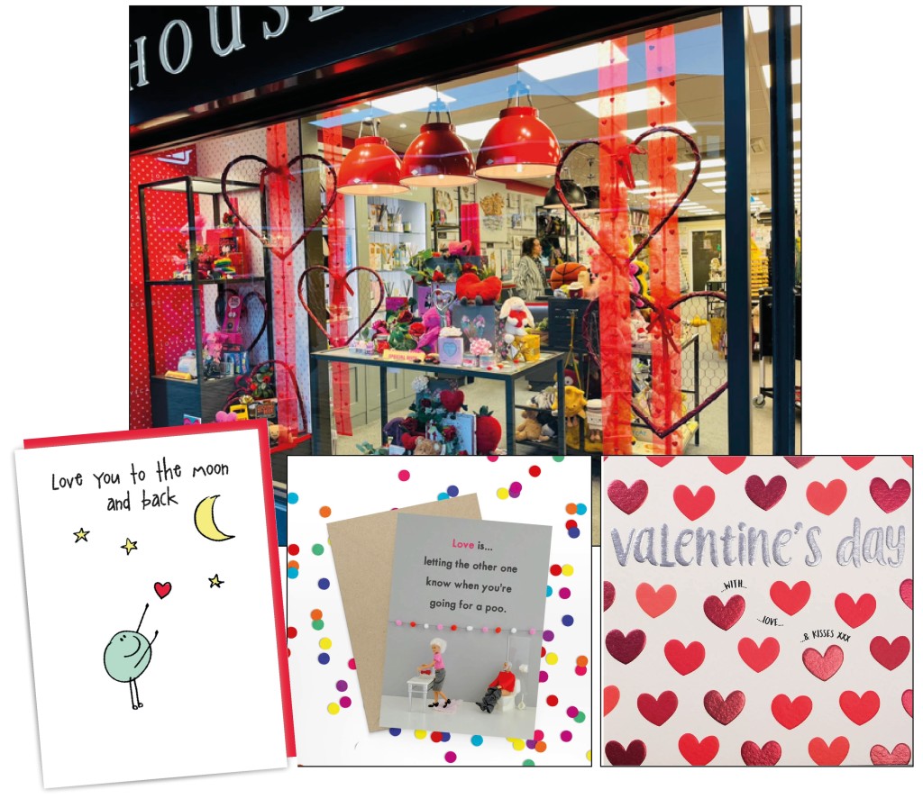 Above: House of Cards Woodleigh window, and bestsellers from Lucilla Lavender, Bold & Bright, and Wendy Jones-Blackett