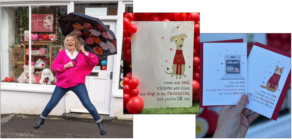 Above & top: Aga Marsden jumped for joy at great Valentine’s sales and loves Dandelion’s designs